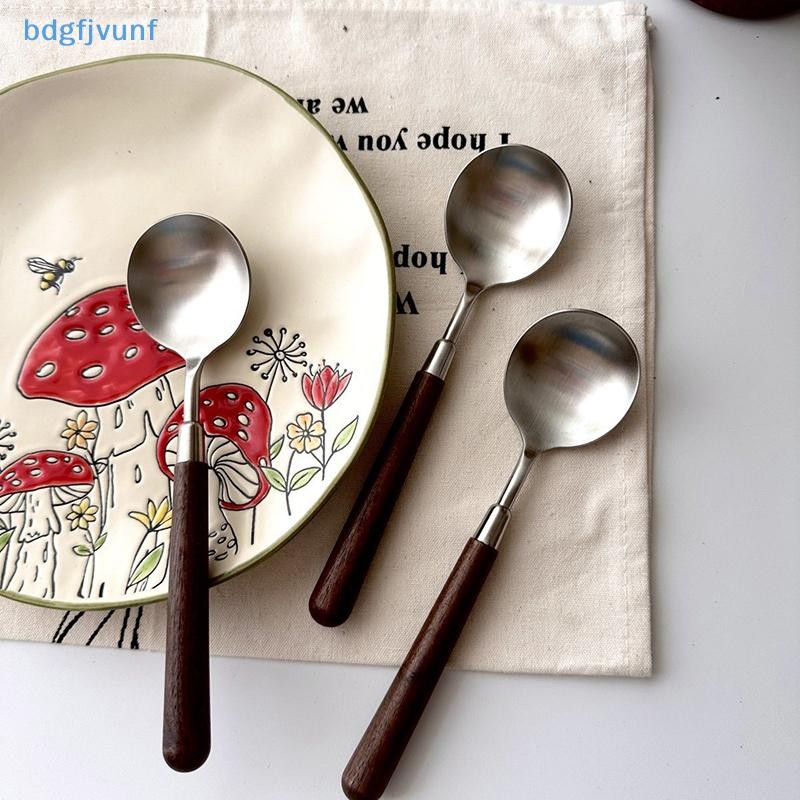 Bdgf 1 ชิ้นสแตนเลสเลียนแบบ Handle ชุดช้อนส้อมอาหารเย็น Clamp Western Tableware ขนมหวานช้อนซุป TH