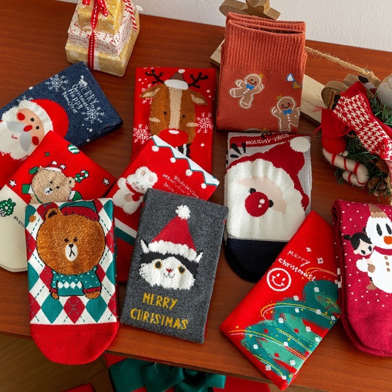 สต็อกคริสต์มาส Snowman Santa การ์ตูนกลางหลอดสุภาพสตรี