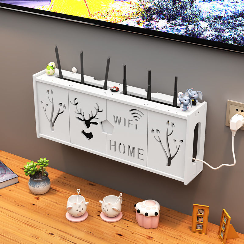 [เฉพาะจุด] กล่องเก็บของเราเตอร์ WiFi Cat ชั้นวางกล่องรับสัญญาณแถวปลั๊กแผงสายไฟตกแต่งผนังไม่ต้องเจาะรู