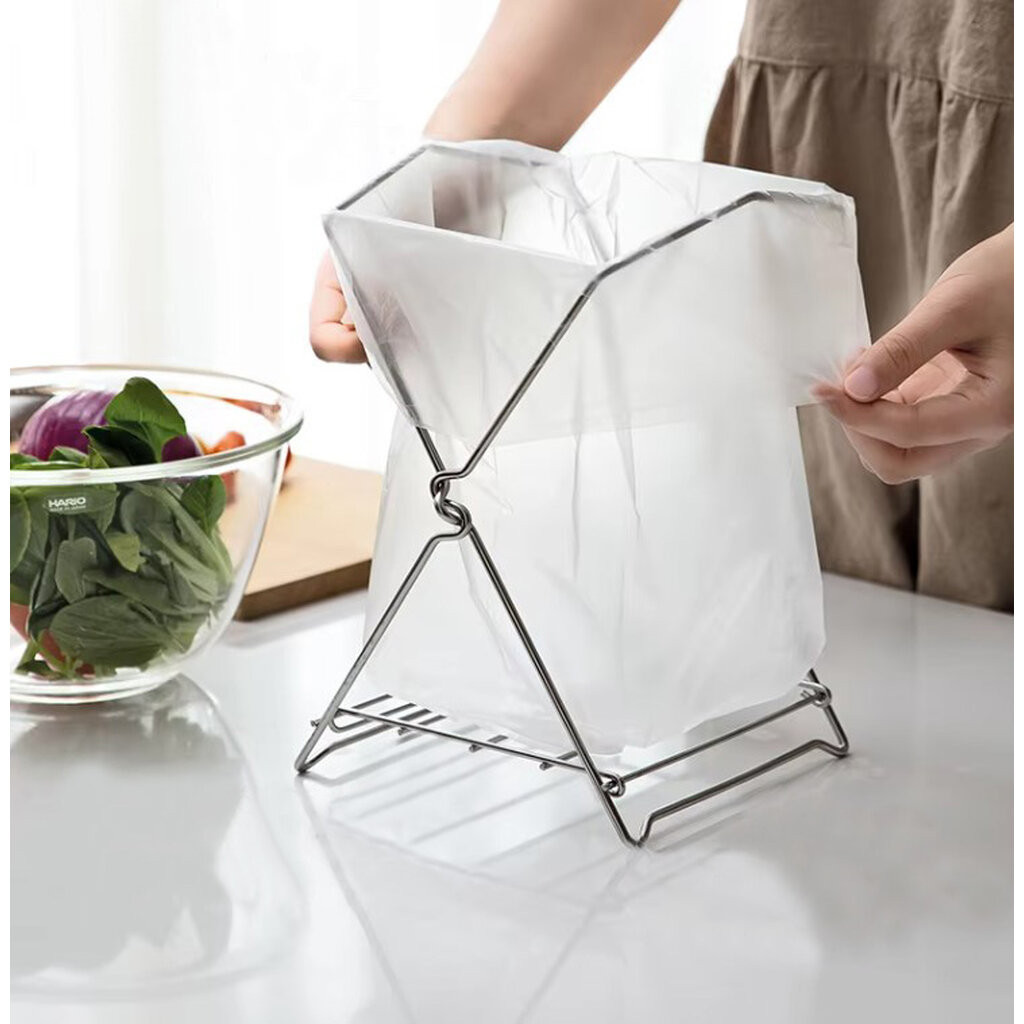 Omocha - (304 Stainless Steel) Garbage Bag Rack ที่วางถุงขยะบนเค้าเตอร์ สแตนเลส 304 ไร้สนิม