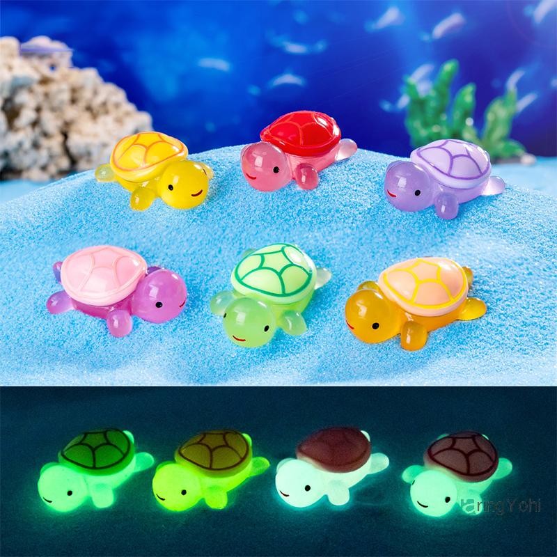 Aringyohi] น่ารักการ์ตูนเรซิ่น Luminous เต่าเครื่องประดับการ์ตูน Aquarium ปลา Miniature Desktop DIY อุปกรณ์ตกแต่งบ้านของขวัญใหม่
