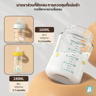 PAYOE ขวดนมแก้ว ขวดนม เหมาะสำหรับทารกและเด็กเล็ก ขวดนมเด็ก ทำความสะอาดได้ง่าย ขวดนมเด็กโต