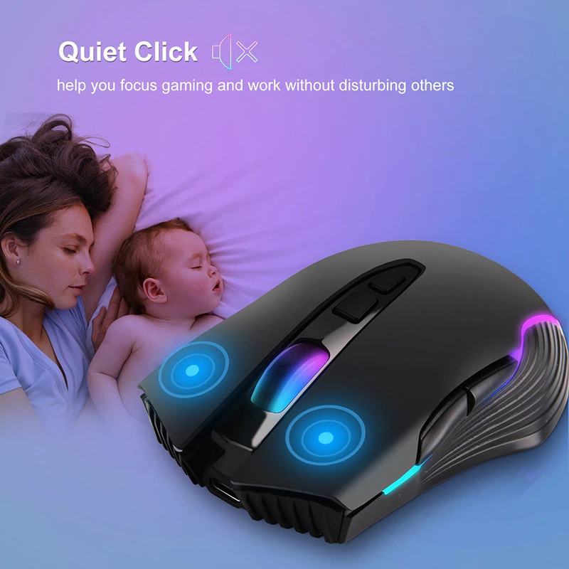 Jomaa เมาส์เกมมิ่งไร้สาย RGB ชาร์จ Type-C 1600 DPI thumbnail 7