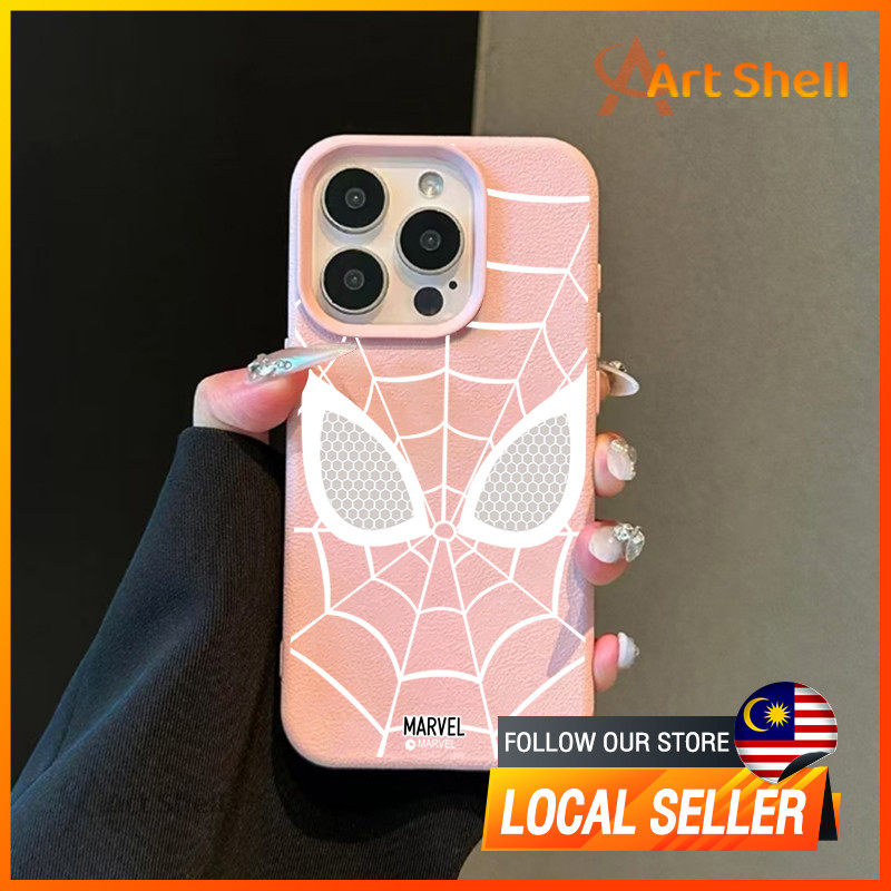 เข้ากันได้กับเคสโทรศัพท์ iphone 16 Pro Max สีขาว spiderman 12 13 14 15 11 Pro Max ปลอก xr xs Max 7 8
