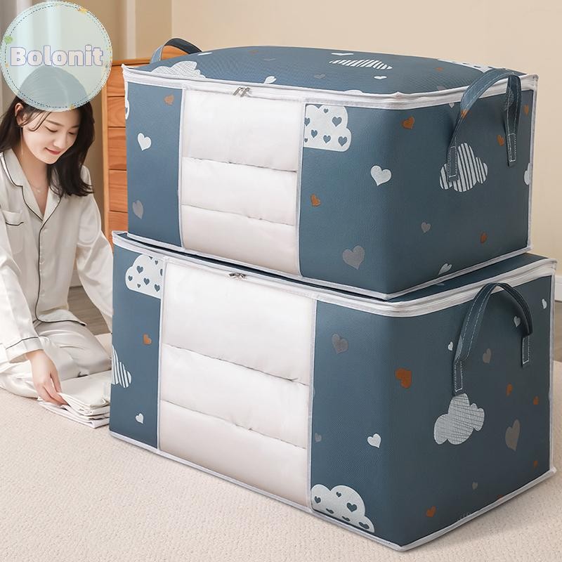 Bolonit ตู้เสื้อผ้า Organizer ความจุขนาดใหญ่ถุงเก็บผ้านวมกล่องเสื้อผ้าผ้าปูที่นอนคอนเทนเนอร์ผ้าโพลีเอสเตอร์ถุงเก็บฝุ่น TH