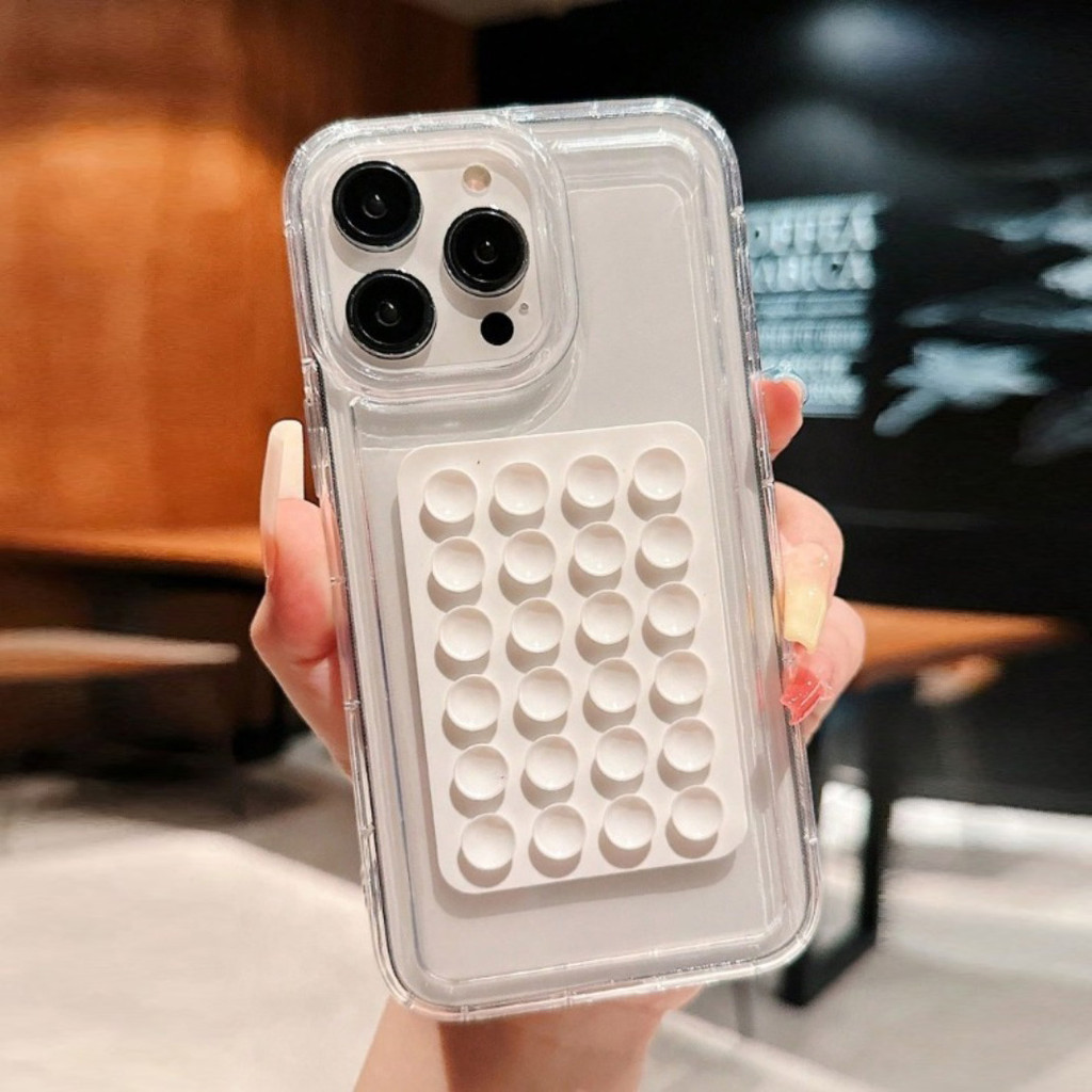 SAMSUNG 3dดูดถ้วยโปร่งใสเคสโทรศัพท์สําหรับsamsung S24 S23 Ultra S22 S21 FE A14 A15 A34 A52 A53 A54 A55 A32 ฝาครอบ