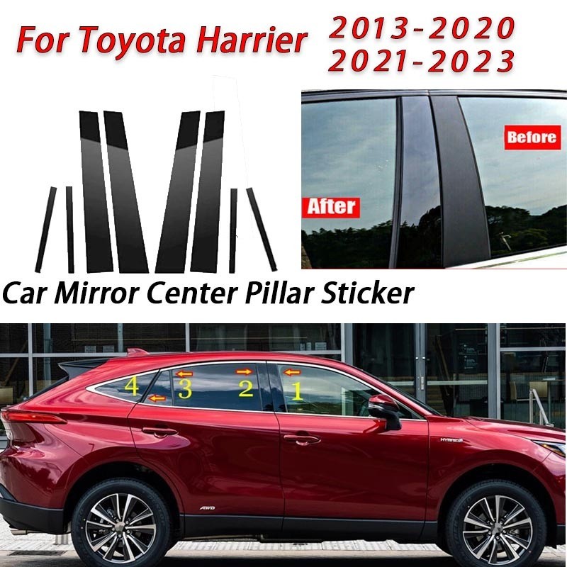 Toyota Harrier Glossy สีดํารถประตูหน้าต่างคอลัมน์ BC เสาโพสต์สติกเกอร์ Trim กระจกตกแต่งฟิล์มสําหรับ 