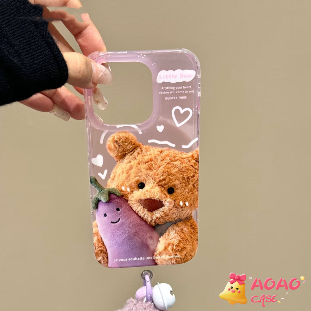 เคสไอโฟน11 สำหรับ iPhone 15 11 13 12 14 Pro Max 8 7 14 15 Plus XR X XS Max SE 2020 ปกม่วงหมีน่ารักตลก - รูปที่ 5