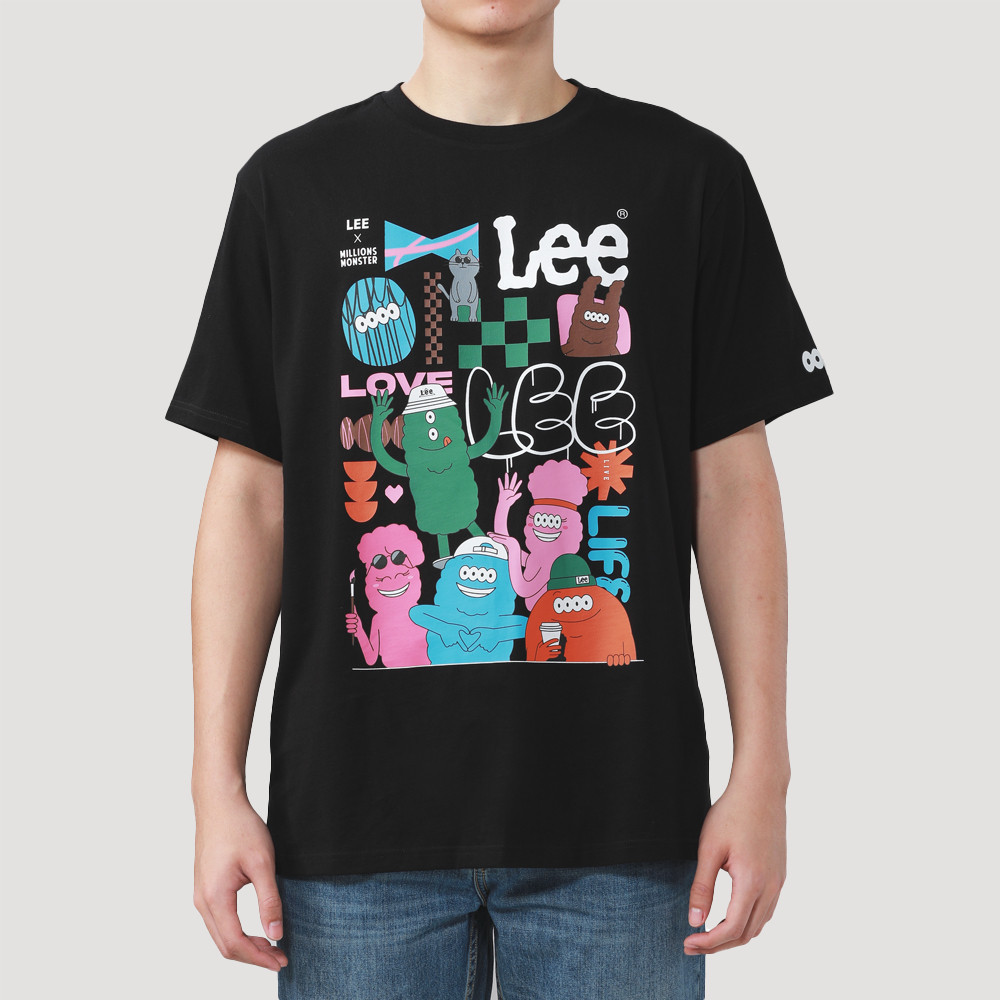 LEE เสื้อยืดแขนสั้นผู้ชาย คอลเลคชั่น Lee x MillionsMonster Comfort รุ่น LE F324MTSSN74 สีดำ