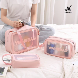 💟YW GO💟พร้อมส่ง💟 กระเป๋าเครื่องสําอาง กระเป๋าแต่งหน้าแบบใส กระเป๋ากันน้ำ มีซิป G3020