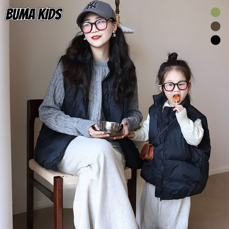 BUMA KIDS เสื้อกั๊กหนาเรียบง่ายอเนกประสงค์สำหรับเด็ก, เสื้อกั๊กลำลองแฟชั่นสำหรับเด็ก