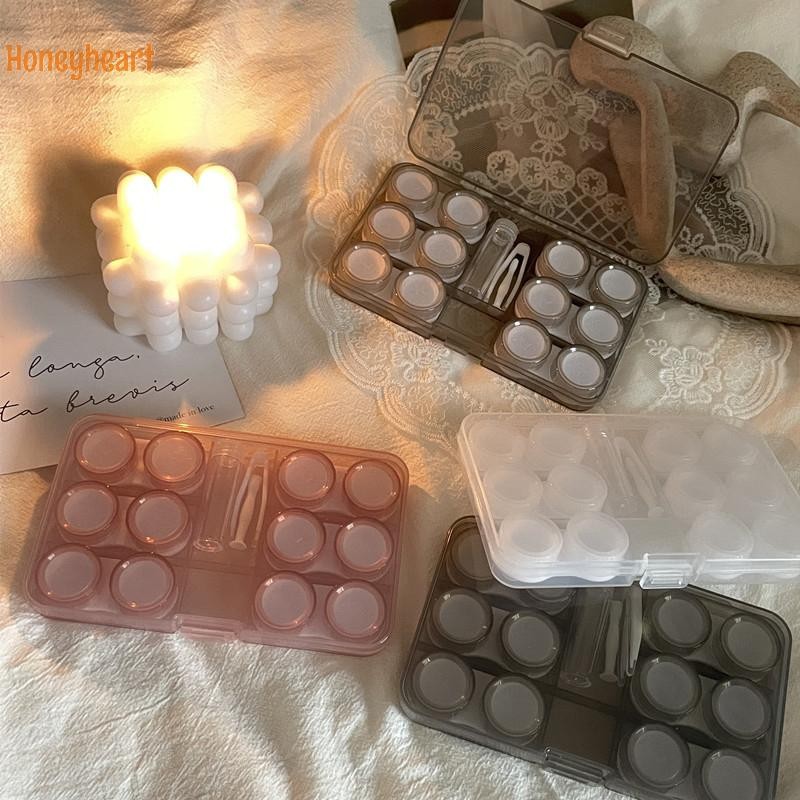  6คู่ขนาดใหญ่คอนแทคเลนส์กล่องเก็บแบบพกพาเดินทางคอนแทคเลนส์กรณีสําหรับแต่งหน้าความงามนักเรียนกล่องปากคีบติดภาชนะ