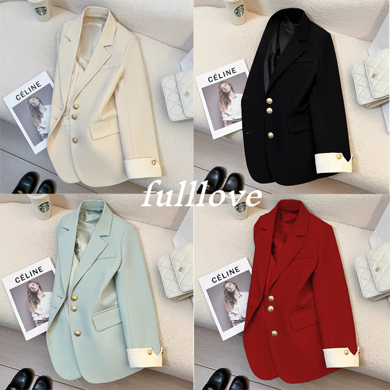🔥พร้อมส่ง Fulllove ของผู้หญิง สูท ฤดูใบไม้ผลิ รูปแบบใหม่ เวลาว่าง อารมณ์ ขนาดใหญ่ พระคุณ เสื้อโค้ท blazer