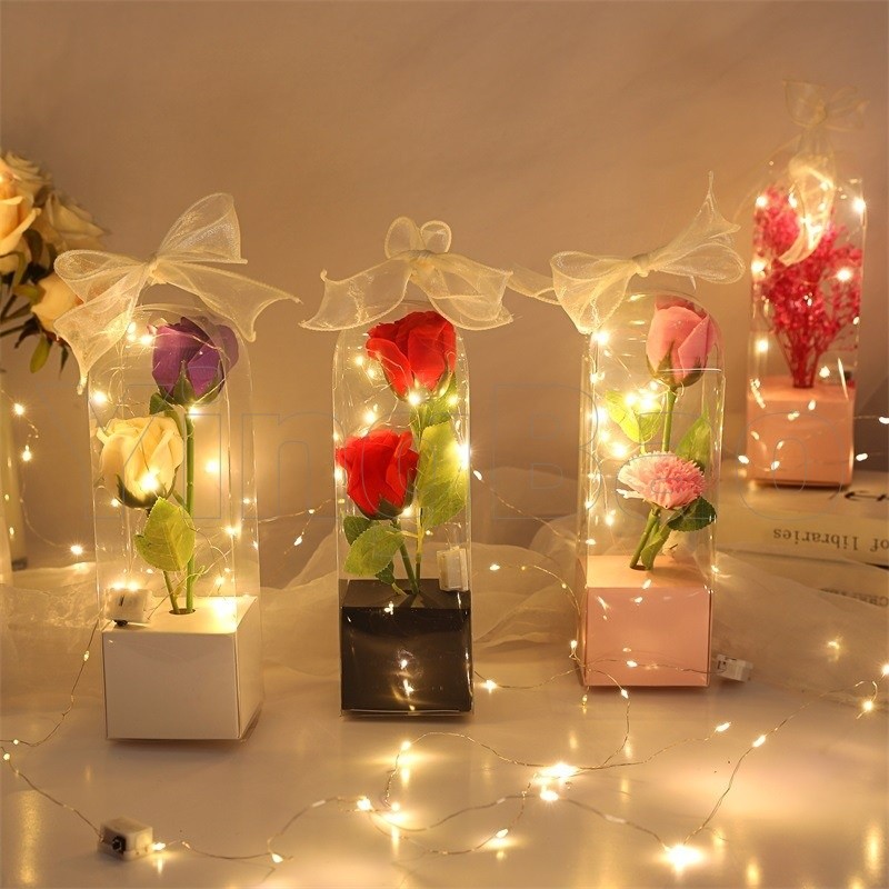 กล่องของขวัญดอกไม้โปร่งใสบรรจุภัณฑ์เค้กพลาสติกกล่องใส Florist กล่องห่อ DIY สําหรับงานแต่งงานวันวาเลนไทน์ของขวัญกล่องวันแม่ครบรอบ Party Favor