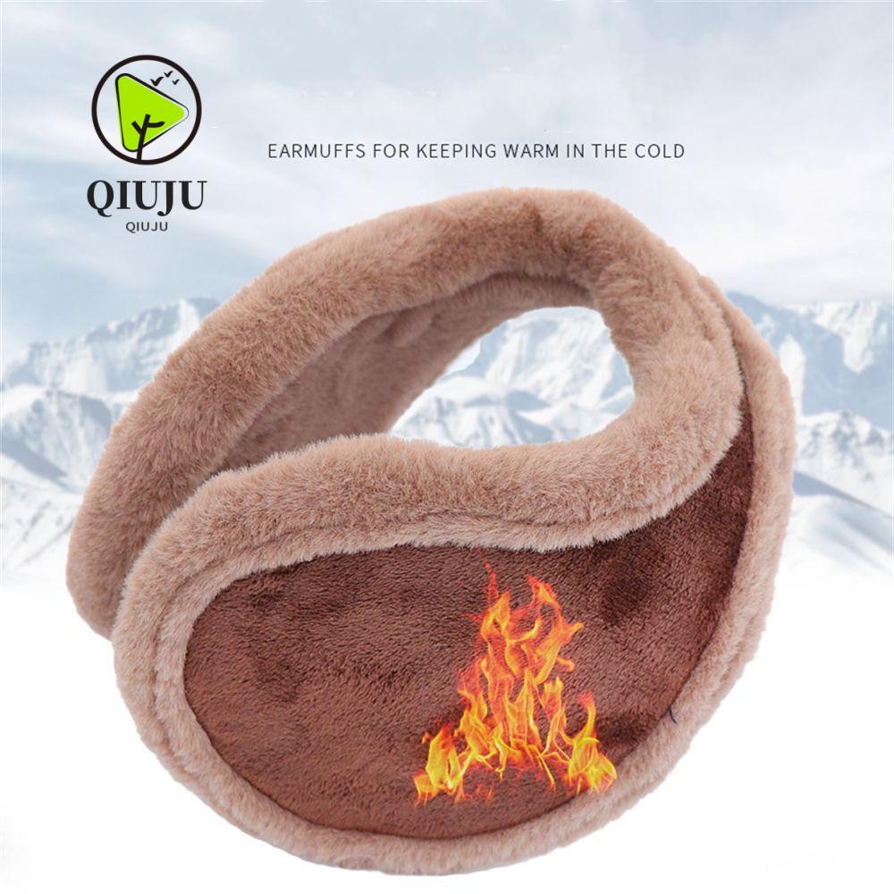 Qiju Ear Muffs Mens Behind Band Head Winter Thicken Plush