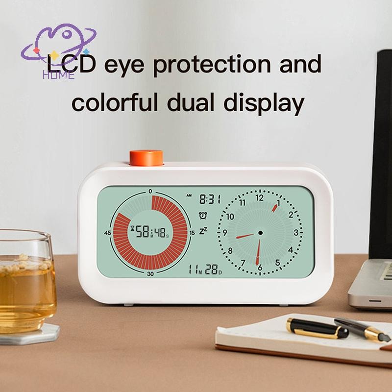 [mayhome] Digital Protivity Visual Timer Count Up/Down Function Alarm Calendar Display Clock Snooze Setg Time Management Tool {TH}
