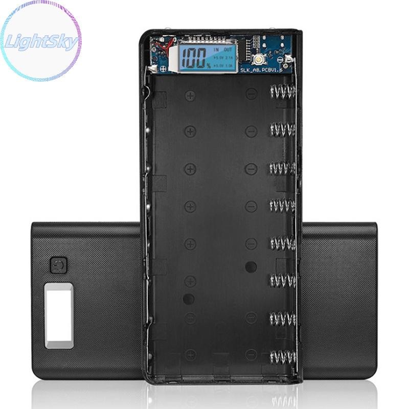 LightSky 8x18650 Dual USB ไฟฉาย Charger Box Holder DIY Case TH