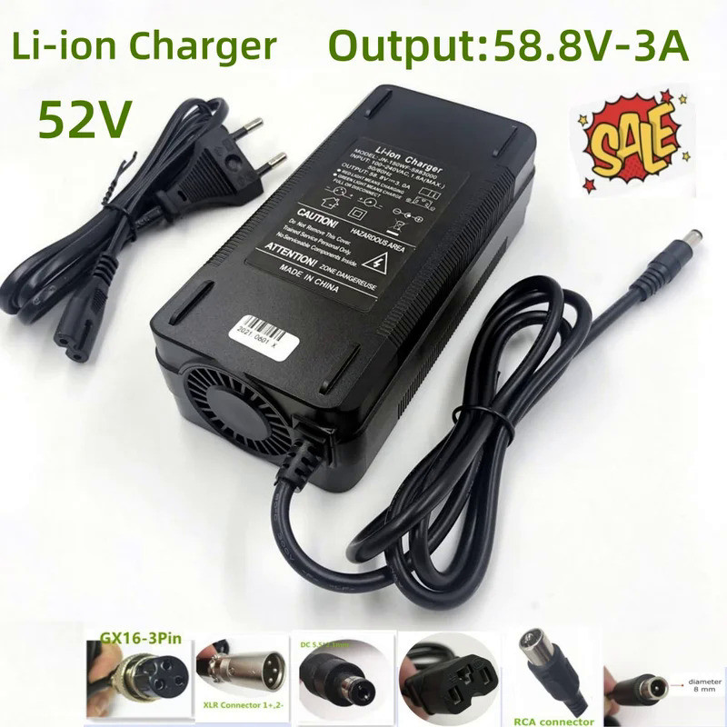 58.8V 3A Charger For 14S 48V 52V lithium Battery Pack For 58.8V3A Li-ion Battery Charger High qualit