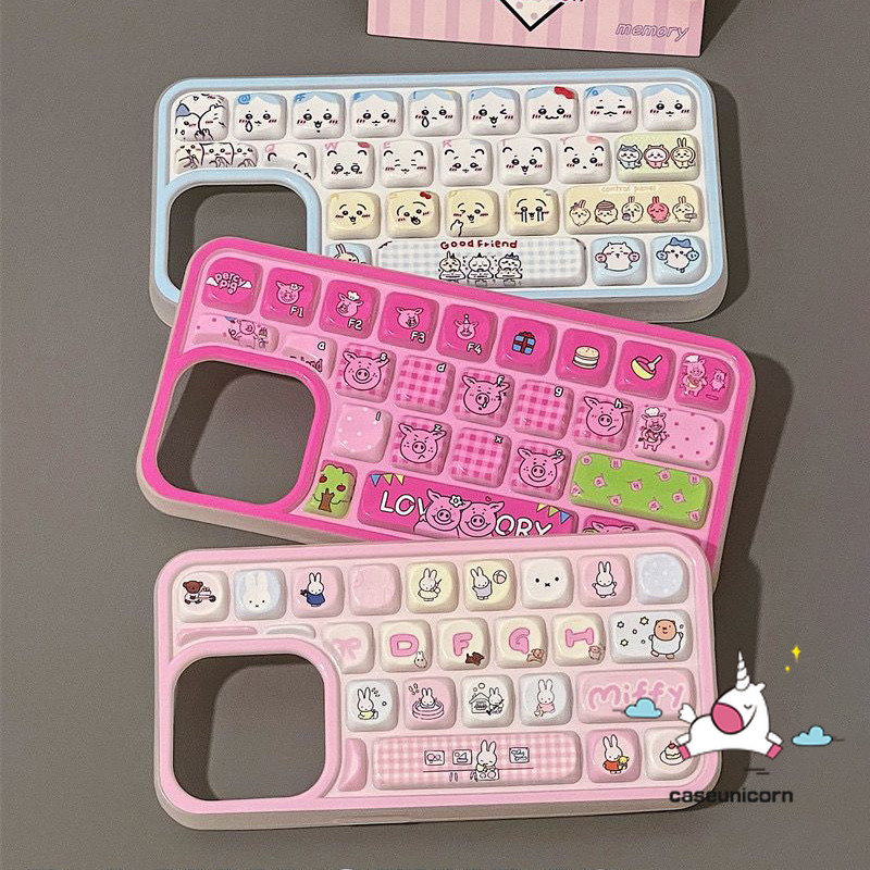 น่ารัก Miffy กระต่ายการ์ตูน Chikawa ตลก Percy Pig กรณีสําหรับ IPhone 11 12 14 13 16 15 Pro Max 15 13 12 14 16 Pro Creative Ins 3D คีย์บอร์ดความเครียดบรรเทากรณีความบันเทิง
