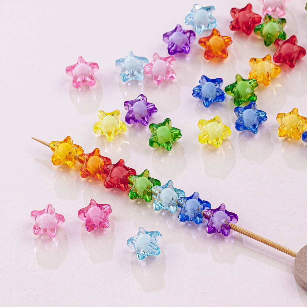 20ชิ้น12มิลลิเมตรดาวใสหลวมลูกปัด หลากสี สองชั้น ทําเอง หัตถกรรมจี้เครื่องประดับทําสร้อยคอสร้อยข้อมือวัสดุที่ทําด้วยมือ