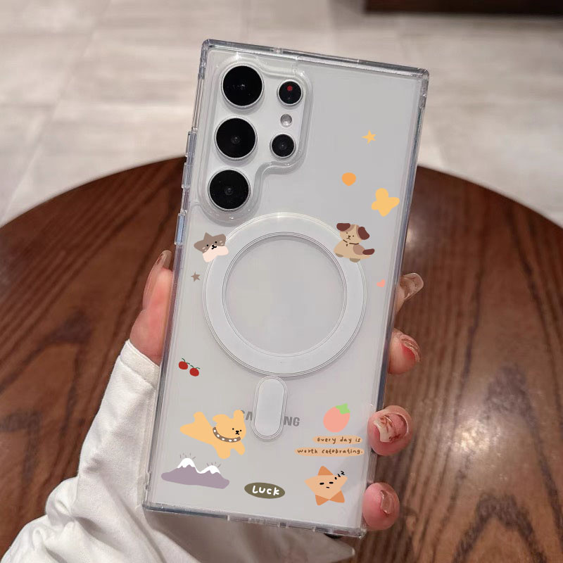 เคส ชาร์ตได้ For Samsung S22 S23 S24 S25 Ultra Plus FE S25ultra S24ultra A26 A36 A56 เคสแม่เหล็ก เคสใส ลายการ์ตูน น่ารัก