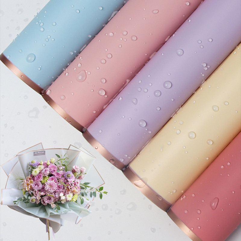 สี กึ่งโปร่งใสชายแดนทองกระดาษเคลือบกระดาษห่อดอกไม้สีฟิล์มเยลลี่