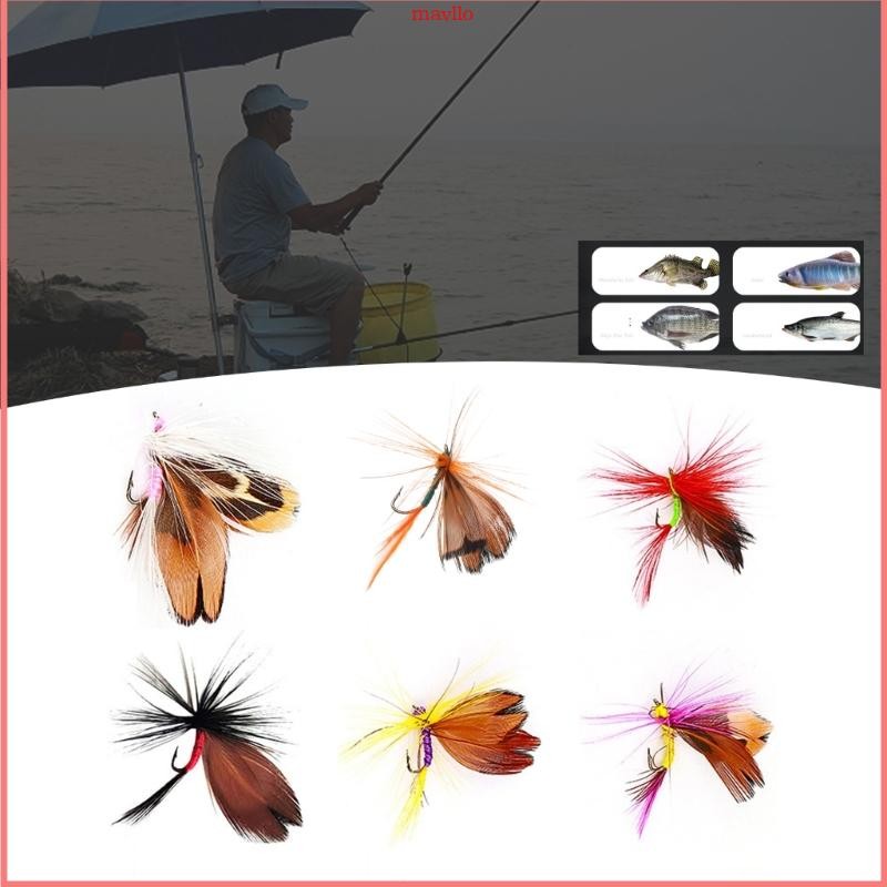 Mavlo Fly Fishing แมลงวัน Topwater เหยื่อผีเสื้อแมลงแมลงวัน Fly Fishing Lures พร้อม Crank Hook สําหร