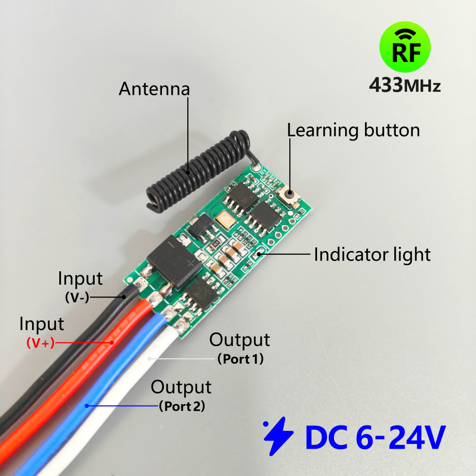 สวิตช์ควบคุมระยะไกลไร้สายขนาดเล็ก RF 433MHz DC 7V 12V 24V ตัวควบคุมมอเตอร์สำหรับการควบคุมเดินหน้า/ถอยหลัง ราคา ถูกที่สุด ดีลบีเคเค แกลเลอรีภาพที่ 5