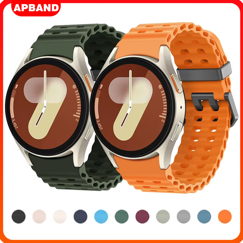 สายซิลิโคนไม่มีช่องว่าง for Samsung Galaxy Watch FE 7 6 5 4 44 40มม. Watch 4 6 Classic 43 47 46 42 5 Pro 45มม.วงมหาสมุทร