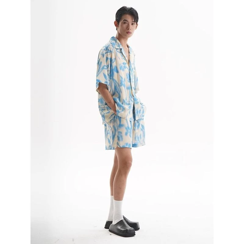 EERSHENSHI เสื้อเชิ้ตแขนสั้นคอคิวบา ลายดอกสไตล์รีสอร์ท thumbnail 5