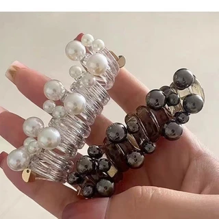 ในไทย-พร้อมส่ง ยางรัดผมหางม้า สายโทรศัพท์ลายมุก ละเอียดอ่อนหวาน สไตล์เกาหลี สำหรับผู้หญิง ความยืดหยุ่นสูงG3263