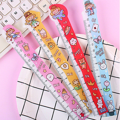 Cute Motif School Office Ruler 15cm นําเข้าวัสดุพลาสติกช้อปปิ้งออนไลน์ 1022