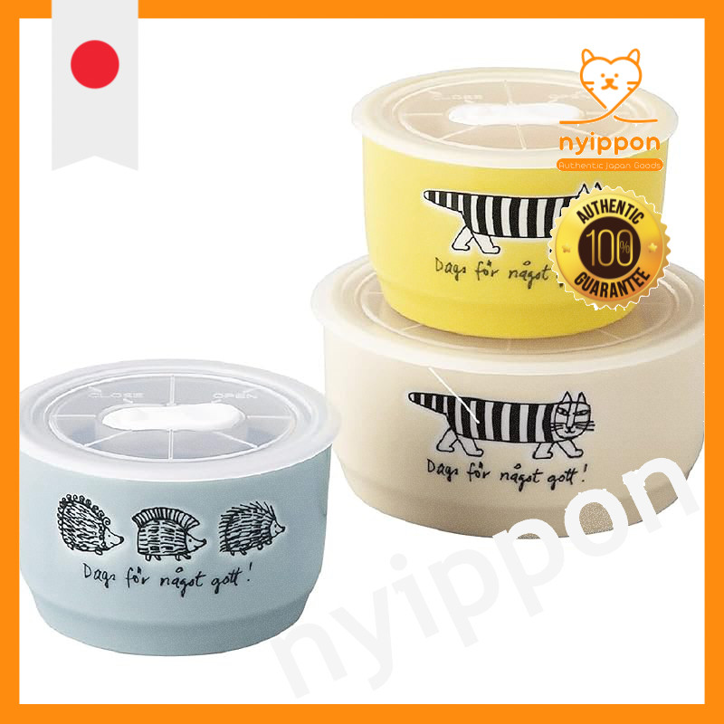 Yamakasyoten Lisa Larson Canister Storage Container Microwave Pack Bowl Plate S M Size 3-Piece Set S