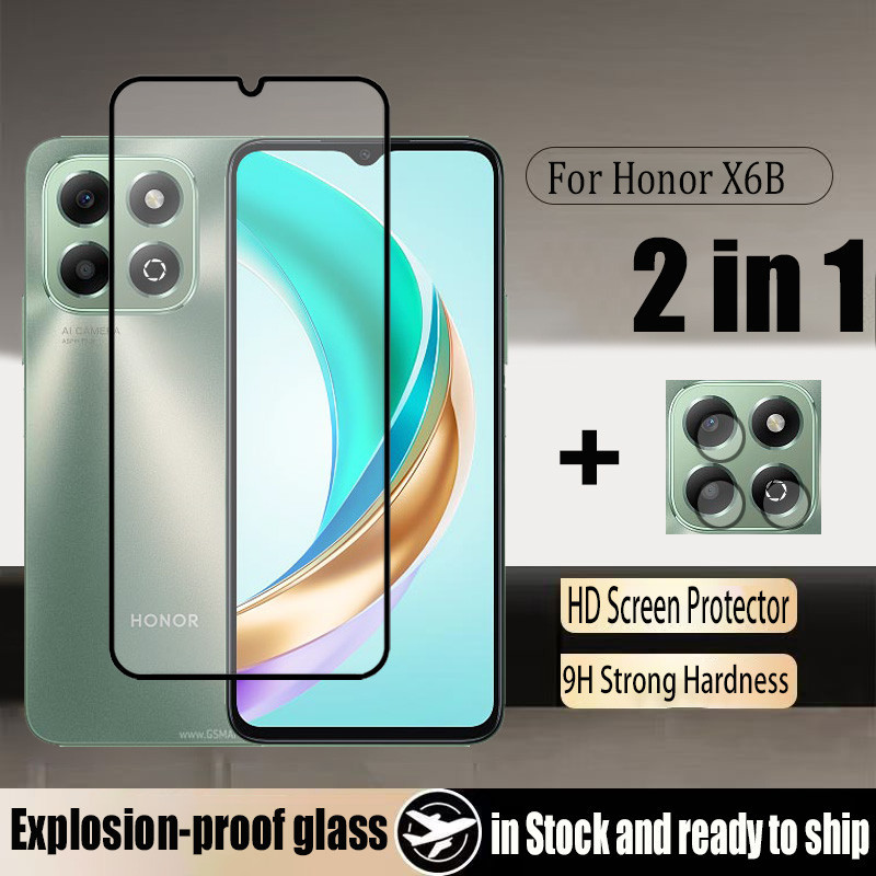 Honor X6b 2 in 1 กระจกนิรภัยป้องกันหน้าจอสําหรับ Honor X6b X8b X7b 4G ฟิล์มป้องกันกระจก + ฟิล์มเลนส์