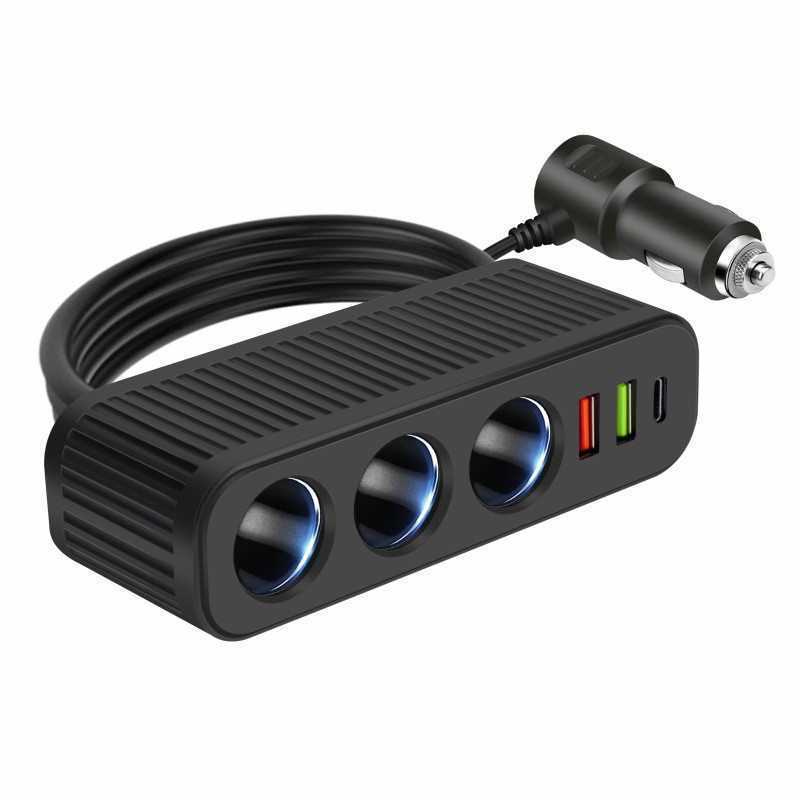 ที่ชาร์จเร็วในรถ กระทัดรัด USB-C 20W 128W พลังงานสูง 12V/24V พร้อมซ็อกเก็ต 3 ช่อง อะแดปเตอร์จุดบุหรี่ ราคา ถูกที่สุด ดีลบีเคเค