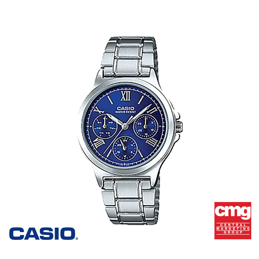 CASIO นาฬิกาข้อมือ CASIO รุ่น LTP-V300D-2A2UDF วัสดุสเตนเลสสตีล สีน้ำเงิน