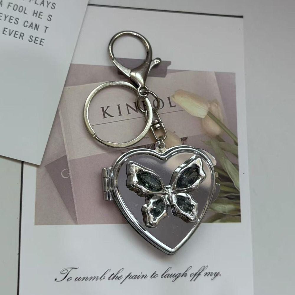 RADIANTZAP กระเป๋าแขวนพวงกุญแจ,กระจกสองด้าน Ins สไตล์ Love Mirror จี้,อเนกประสงค์ Y2k รูปหัวใจโบว์เครื่องสําอางกระจกพวงกุญแจน่ารักอุปกรณ์เสริม - รูปที่ 5