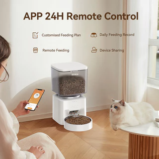 ROJECO 4.5L เครื่องป้อนแมว WiFi อัตโนมัติเครื่องจ่ายอาหารสุนัขการควบคุมอัจฉริยะเครื่องป้อนอัตโนมัติสําหรับแมวสุนัข