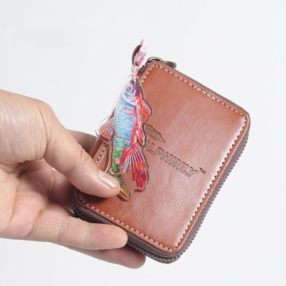 DAPPERGENT Jig Spinner Bag, Lure Storage Case, Outdoor Sports Zipper PU Leather Fishing Bag อุปกรณ์ตกปลา - รูปที่ 6