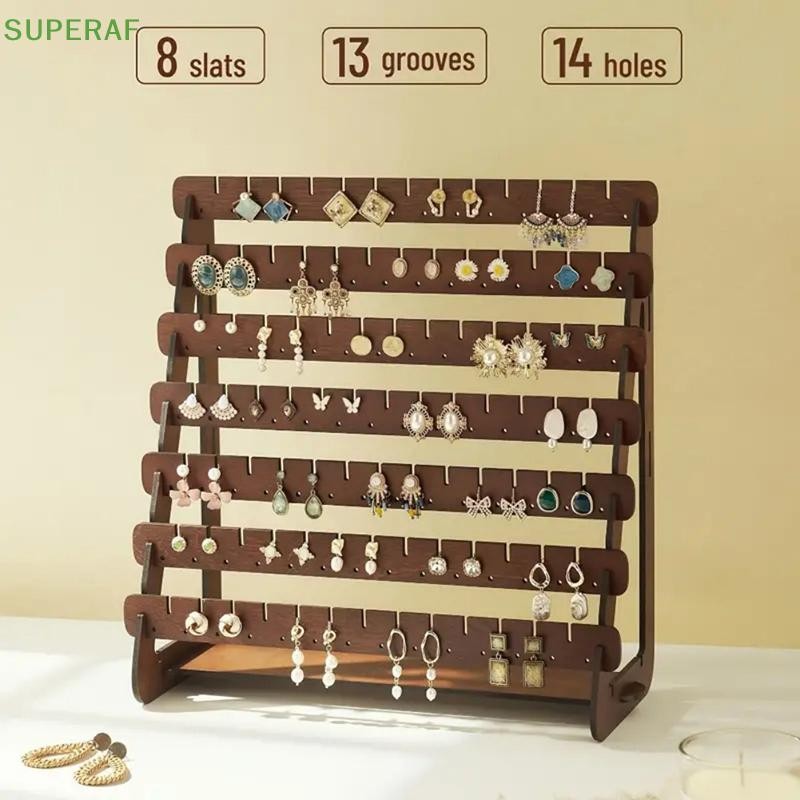 SUPERAF Multilayer ต่างหูไม้ผู้ถือความจุสูงเครื่องประดับจัดเก็บชั้นวางจอแสดงผลสําหรับห้องนั่งเล่นห้องนอน Desktop HOT - รูปที่ 5