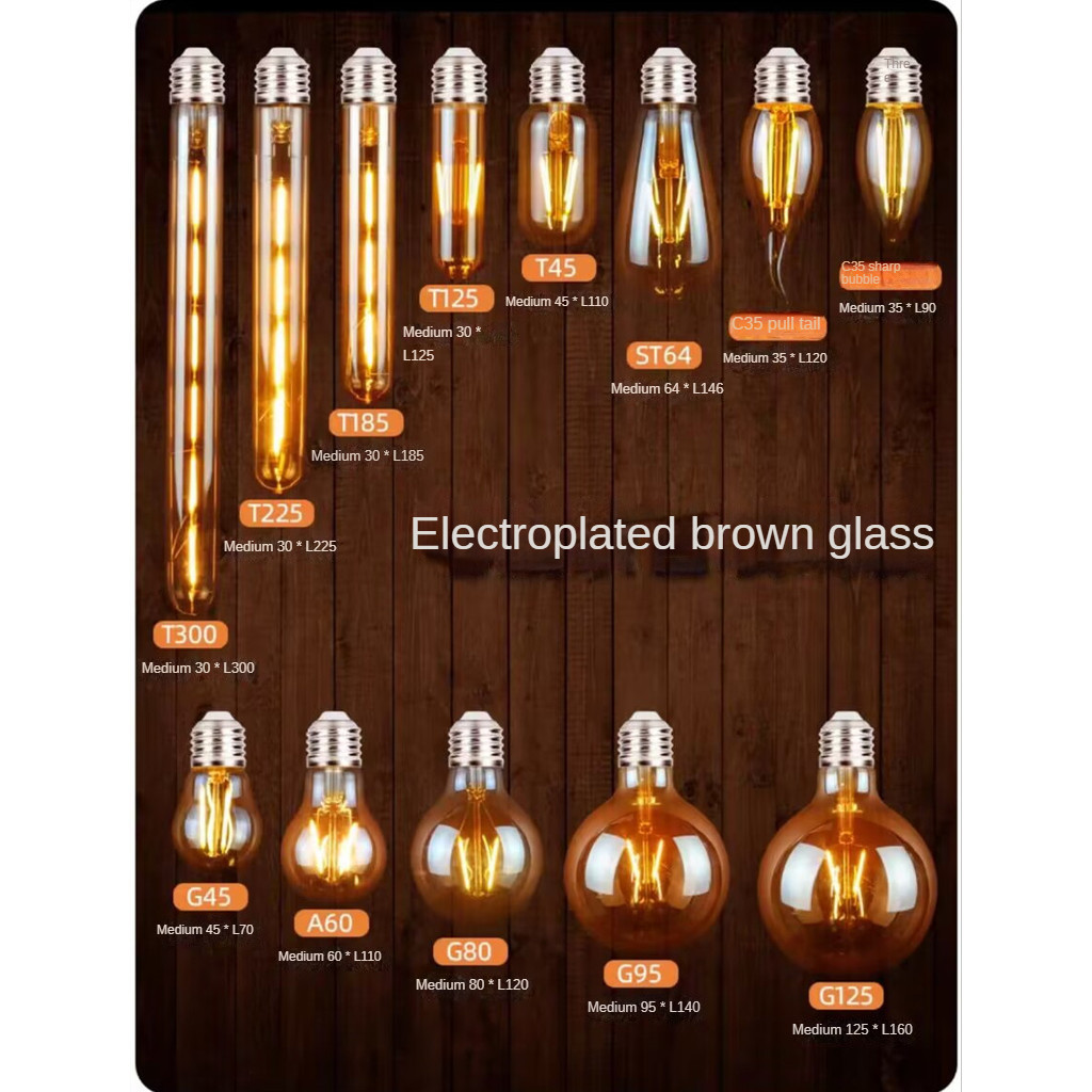 [220V] หลอดไฟ Edison ST64 โคมไฟเส้นใย LED Retro Nostalgic E27 เลียนแบบทังสเตน 4W 6W แสงอบอุ่น
