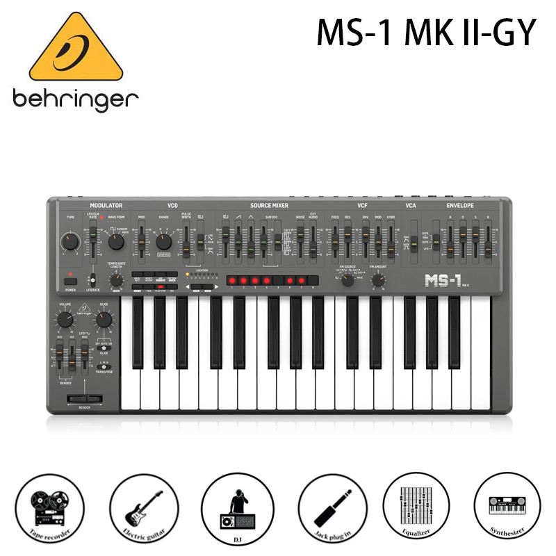 Behringer MS-1 MK II-GY Analog Synthesizer พร้อมคีย์ขนาดเต็ม 32 ปุ่ม, 3340 VCO พร้อม Waveform พร้อมก