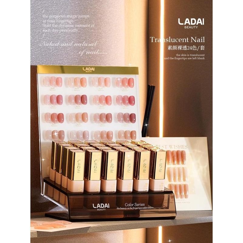 Ou Boli ladai Small Golden Tube Color Nail Polish Glue Set สีโปร่งใส 24 สี 2025 สินค้าใหม่