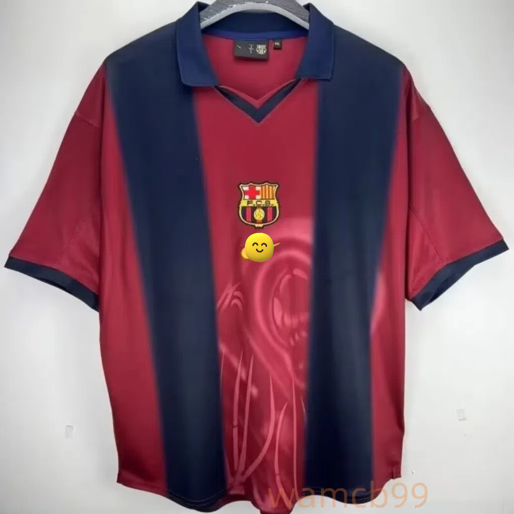 Travis Scott Barcelona Cactus Jack Co Branded Version Jersey เสื้อฟุตบอลแขนสั้นย้อนยุค