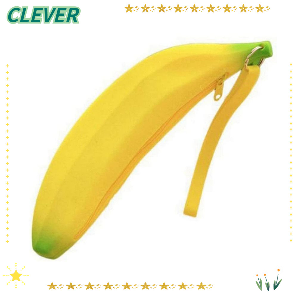 CLEVER Banana Zero Wallet, กระเป๋าปากกาซิลิโคนรูปกล้วย, อเนกประสงค์สีเหลือง 2.36*7.87 นิ้วกระเป๋าใส่