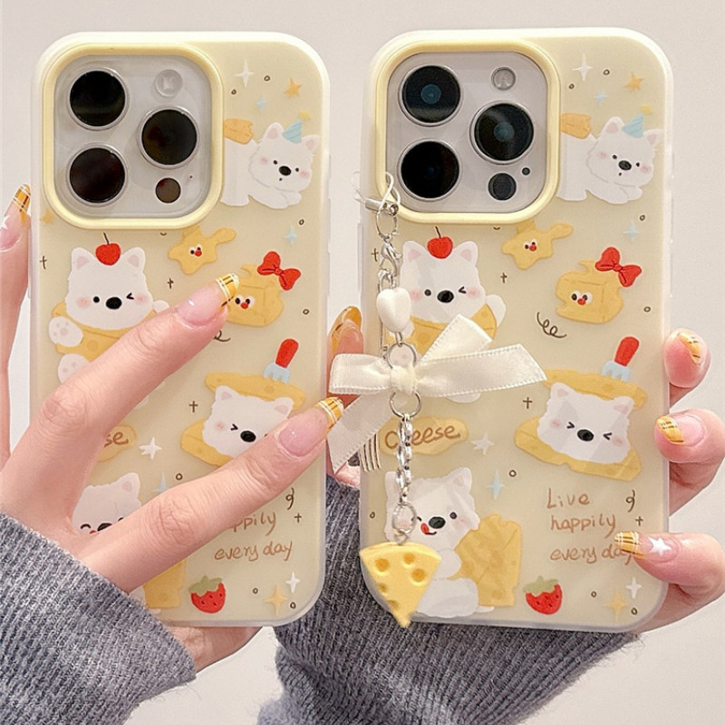 ชีส Doggy สําหรับ iPhone 16 15 14 13 12 11 Pro Max X XR XS Max หมีเคสโทรศัพท์น่ารักการ์ตูนปกอ่อน GDE