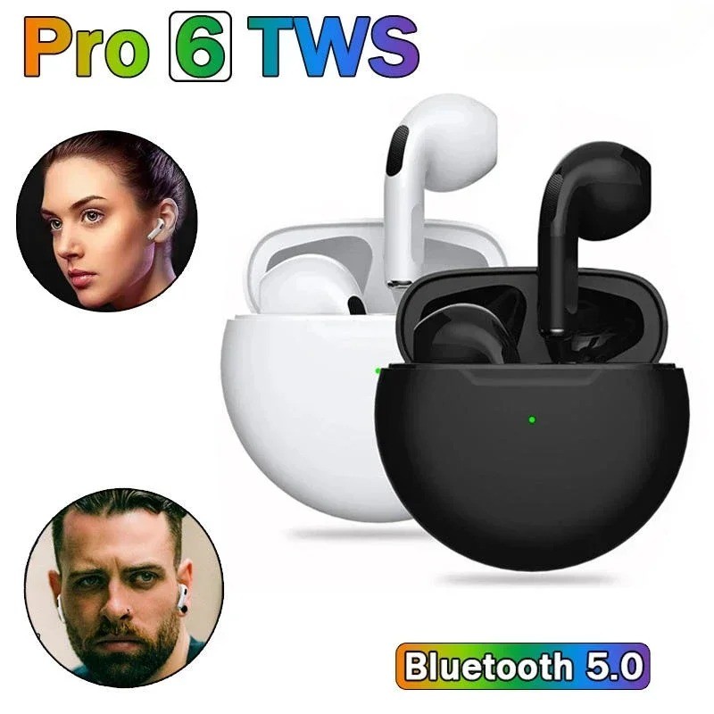 ใหม่ Pro 6 TWS หูฟังไร้สายพร้อมไมโครโฟน Foneหูฟังบลูทูธกีฬาชุดหูฟังสําหรับวิ่งสําหรับIOS / แอนดรอยด์