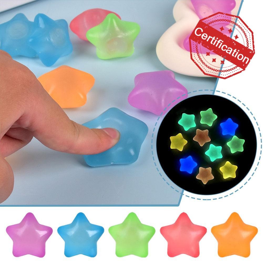 สีสุ่ม Star Squeeze ของเล่น Maltose Luminous Pentagram ของเล่นบีบ J1e9