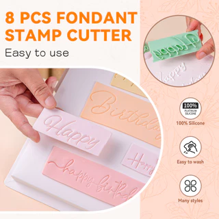 บทที่8ชิ้นคำ DIY ลายมือจดหมายพิมพ์ตัดชุดแสตมป์สุขสันต์วันเกิดเบเกอรี่ supplythday ที่ต้องการเครื่องมือตกแต่งเค้กหลายแบบ
