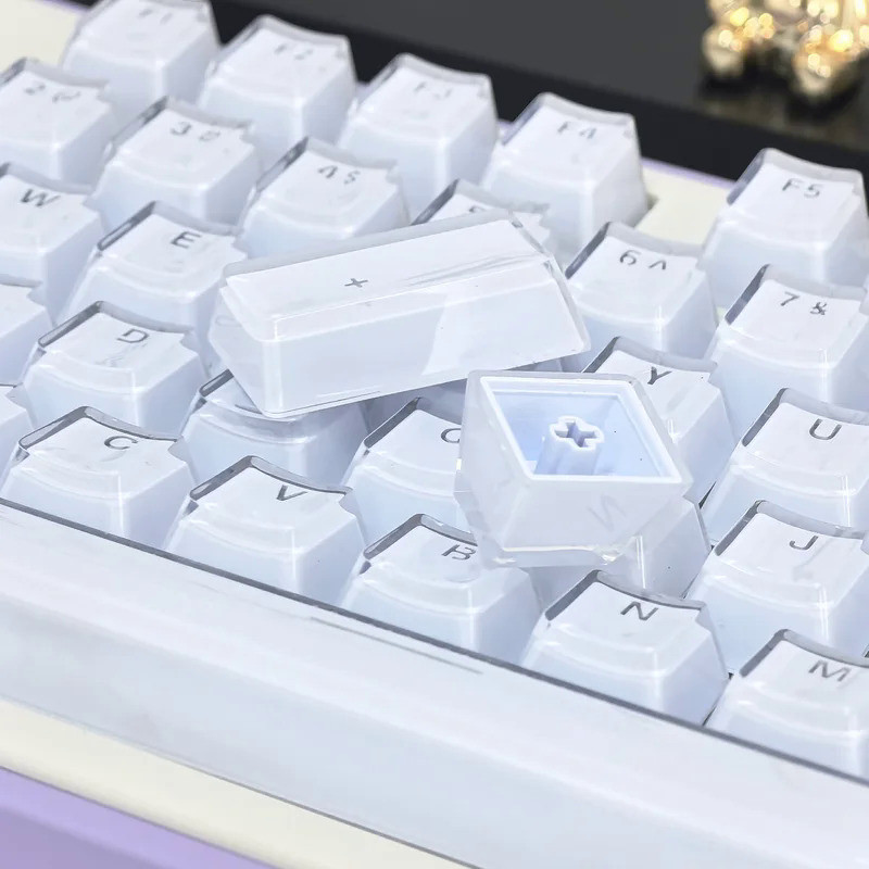 Translucent Keycaps 104 Keys Layout Low Profile White Keycaps DIY  Black Backlit Crystal Edge for Me